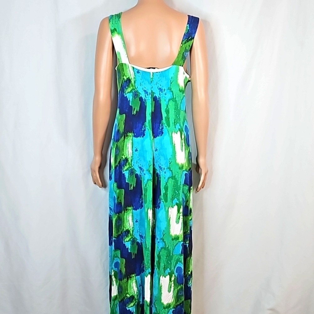 Bordeaux Bejeweled Green & Blue Women's Maxi Dress Sz Large - Picture 6 of 6